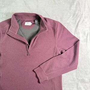 7 Diamonds 1/2 Zip Textured Pullover Sweater Men Size S Burgundy Restoration